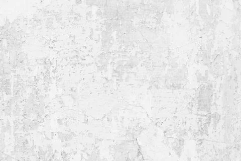 Old rough gray concrete wall with stucco, plaster texture. White paint on scr Stock Photos