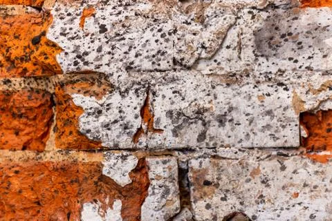 Old rough red brick wall texture. architectural building. vintage Stock Photos
