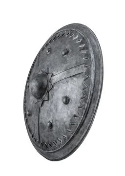 Old round shield isolated on white background with clipping path Stock-Fotos