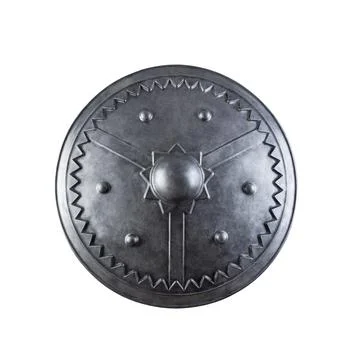 Old round shield isolated on white background with clipping path Stock Photos