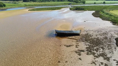 Old Rowboat Flyover Stock Footage 112733011