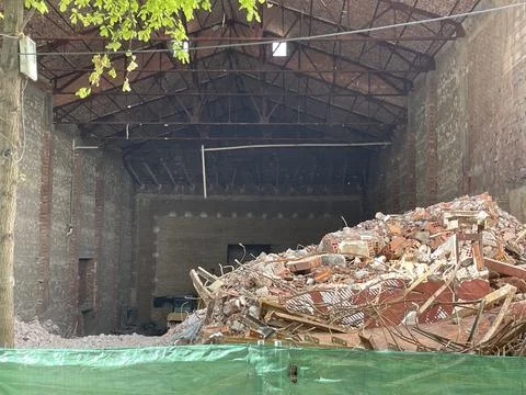 Old ROXY CINEMA building is being demolished. Town planning concept. historical Stock Photos