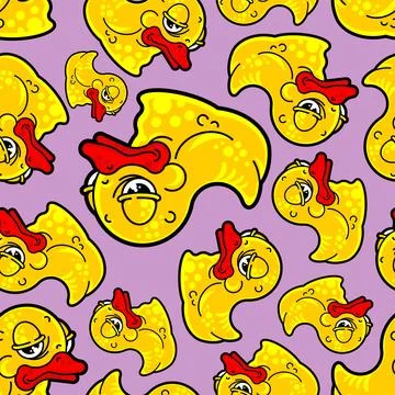 Old rubber duck with wrinkles pattern seamless. Tired toy background. Baby .. Stock Illustration