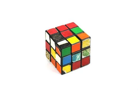 Old Rubik's Cube on a white background Stock Photos