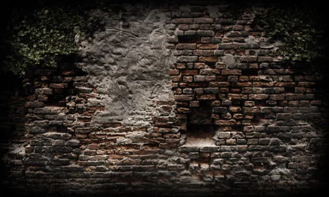 Old ruined big brick wall Stock Footage 196477611