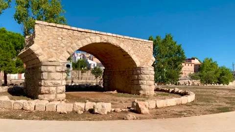 An old ruined bridge as a memorial of a big flooding in Beniarbeig. Stock Footage 123722036
