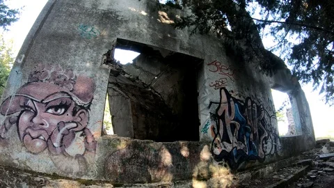 AN OLD RUINED BUILDING Stock Footage 94449514