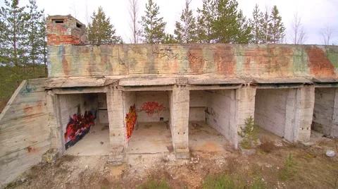 An old ruined building in the middle of the forest Stock Footage 64287335