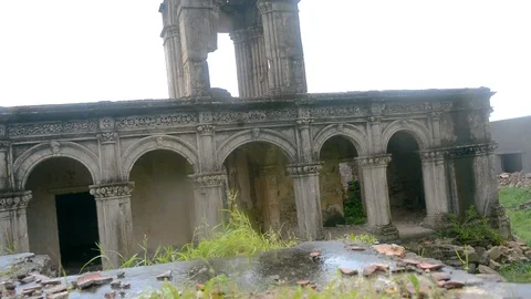 Old ruins during monsoon Stock Footage 102784346