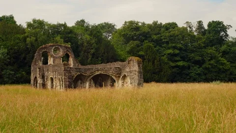 Old Ruins of a medieval abbey Stock Footage 122199904