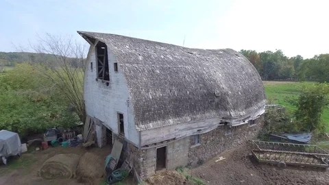 Old run down Barn Drone flyover Stock Footage 82973310