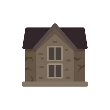 Old run down brick house with cracks in facade Stock Illustration