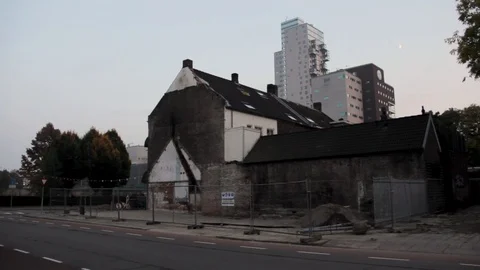 Old Run Down House City Center Stock Footage 127032229