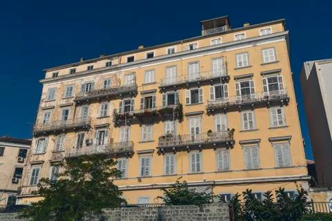 Old run down house in Corfu with blue sky Stock Photos