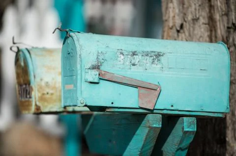 Old rural mail boxes Stock Photos