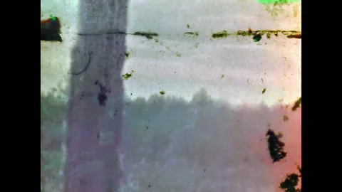Old rural window view in green forest. Lonely, quiet lifestyle inside village Stock-Footage 278411624
