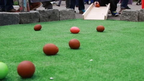 Old russian easter game with eggs Stock Footage 120161446