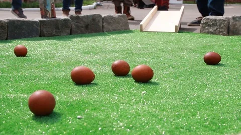 Old russian easter game with eggs Stock Footage 120161455