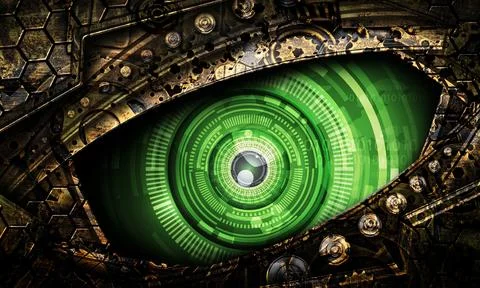 Old rust abstract robot eye background Stock Illustration