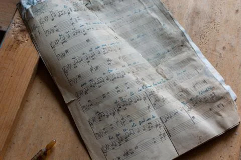 Old rust music sheet in old abandoned building in Italy - Diegomorra Stock Photos