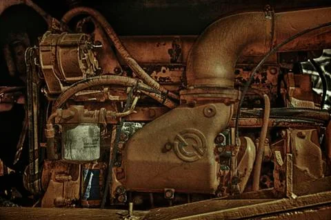 Old rusted abandoned engine HDR Stock Photos