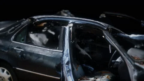 Old rusted crushed car 動画素材 140474598