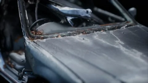 Old rusted crushed car Stockbeeldmateriaal 140637499