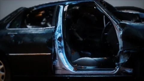 Old rusted crushed car Stock Footage 140637623
