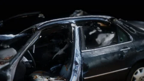 Old rusted crushed car Stock Footage 141028223
