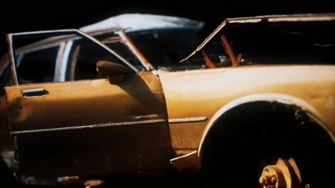 Old rusted crushed car 库存影片 141028350