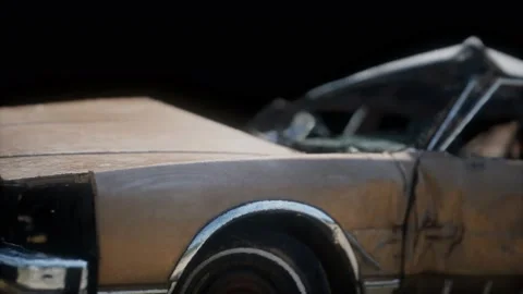 Old rusted crushed car Stock Footage 141644703