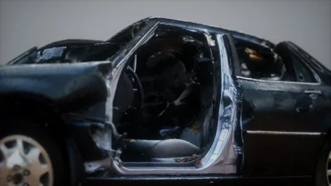Old rusted crushed car Stock Footage 142718530