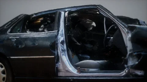 Old rusted crushed car Vídeo Stock 150426171
