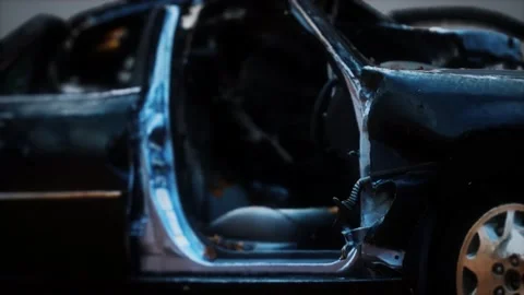 Old rusted crushed car Vídeo Stock 154190515