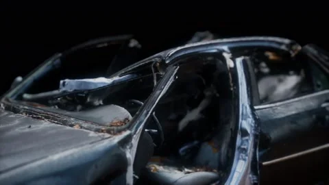 Old rusted crushed car Vídeo Stock 159741823