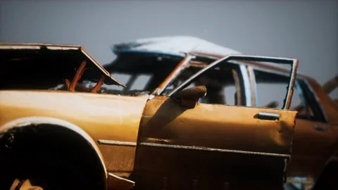 Old rusted crushed car Vídeo Stock 159741849