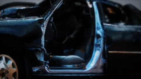 Old rusted crushed car 库存影片 162534016