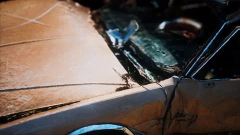 Old rusted crushed car 動画素材 164323711