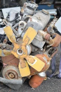 Old rusted engine ready for dismantling process 스톡 사진