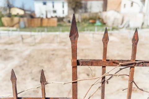 Old rusted fence in a small town Stock Photos