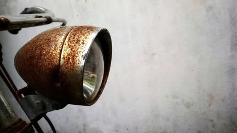 Old rusted light of the bicycle Stock Photos
