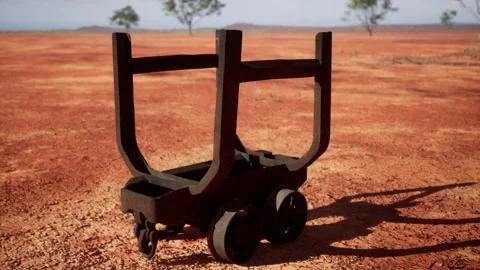 Old rusted Mining cart in desert Stock Footage 233515191