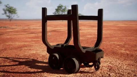 Old rusted Mining cart in desert Stockillustratie