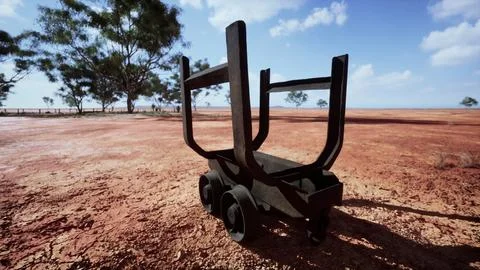 Old rusted Mining cart in desert Stock Illustration