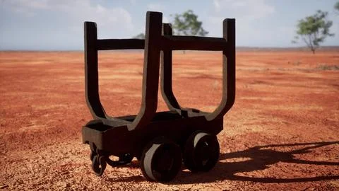 Old rusted Mining cart in desert Stock Illustration
