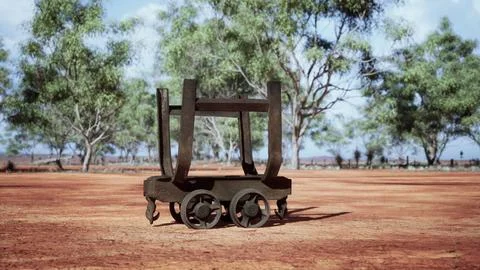 Old rusted Mining cart in desert Stock Illustration