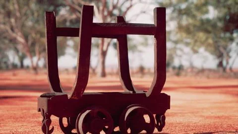 Old rusted Mining cart in desert Stock Illustration