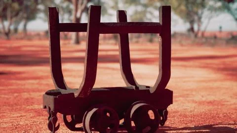 Old rusted Mining cart in desert Stock Illustration