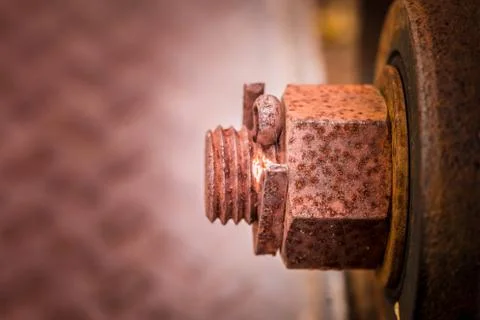 Old rusted nut close up background. Stock-Fotos