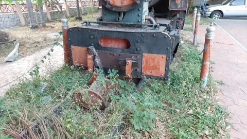 Old, rusted, parked train Stock Footage 261717199